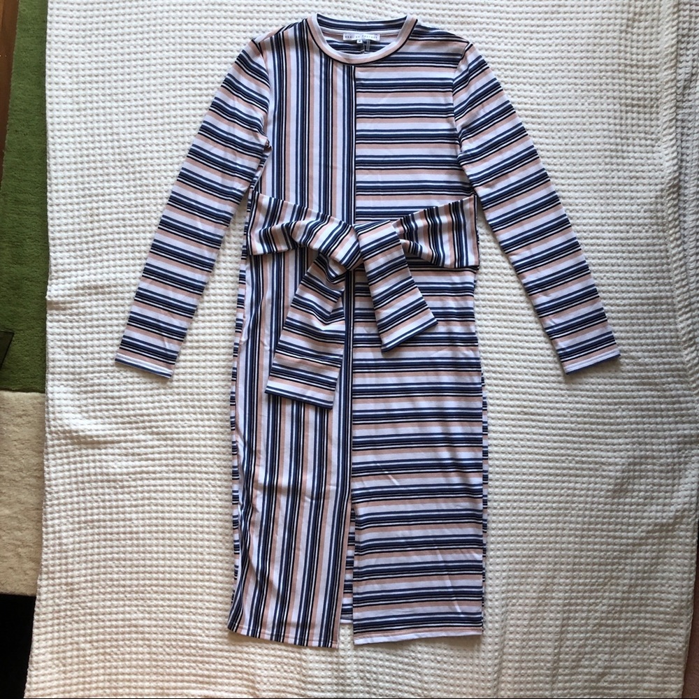 Striped Midi Dress with Slit